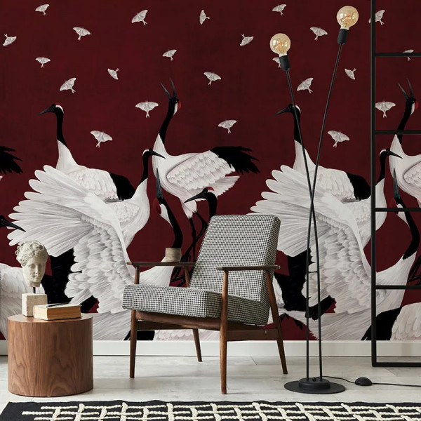 Обои Grus Japonesis in Burgundy - Img 3