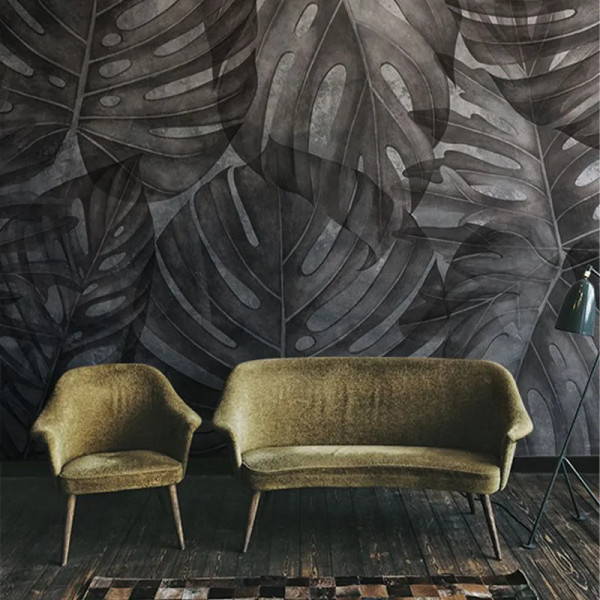 Grey Philodendron Тапет