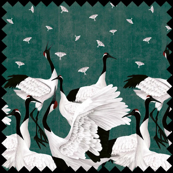 Grus Japonesis in Green Текстилен материал - Img 1