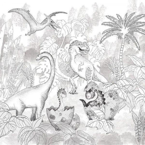 Papier peint Animaux Enfant David's Dino In Grey – VLAdiLA - Img 2