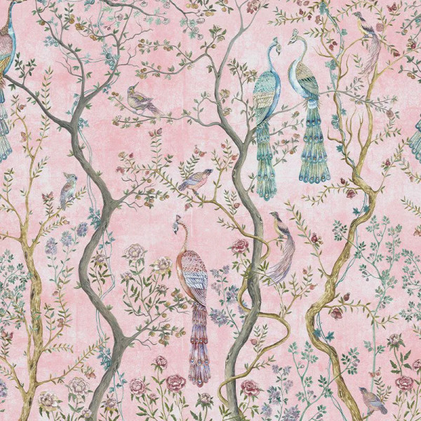 Peacock Chinoiserie in Rosa Тапет - Img 2