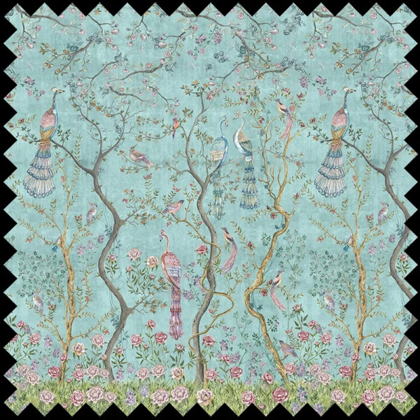 Peacock Chinoiserie in Turquoise Текстилен материал