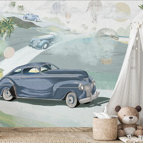 Papier peint Nature Vintage Retro cars (blue) – VLAdiLA - Img 3