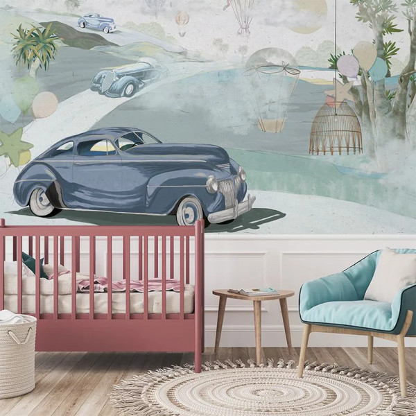 Retro cars (blue) Тапет