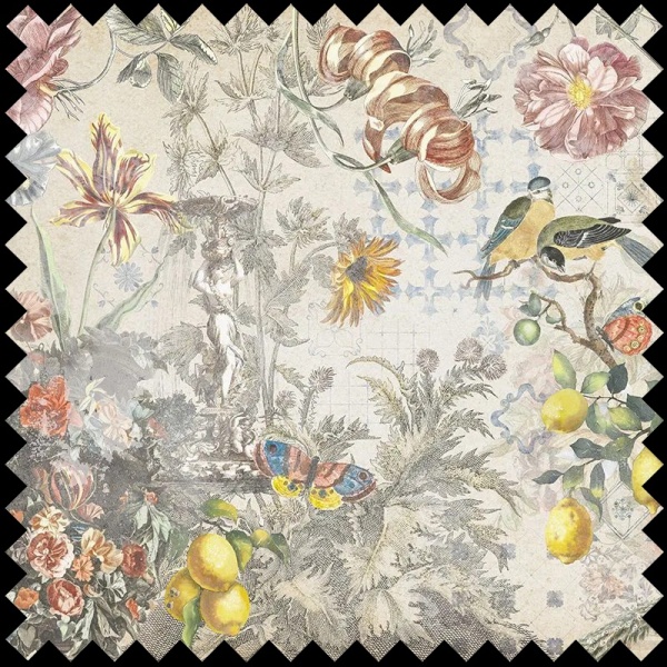 Ceramic Flowers (Cream) Fabric - Img 2