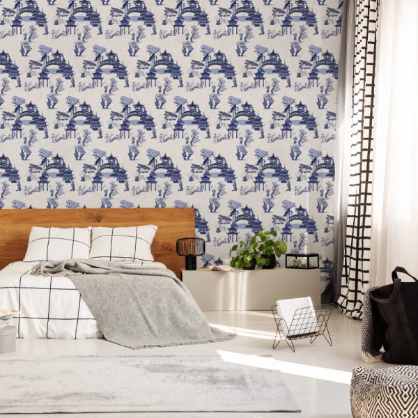 Papier peint Aquarelle Noble Chinese toile (blue) – VLAdiLA - Img 3