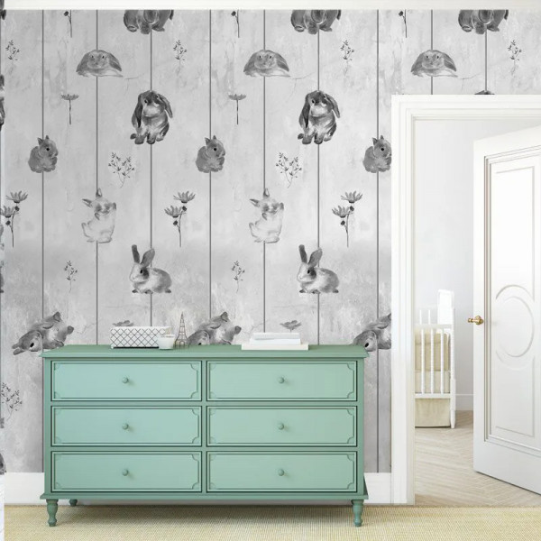 Papier peint Forêt Nature Gray bunnies – VLAdiLA - Img 3