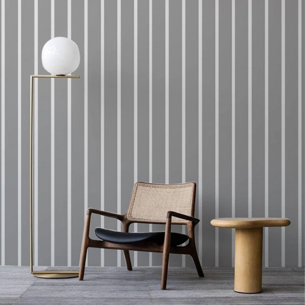 Papier peint Minimaliste Nature Gray and White Stripes – VLAdiLA - Img 3