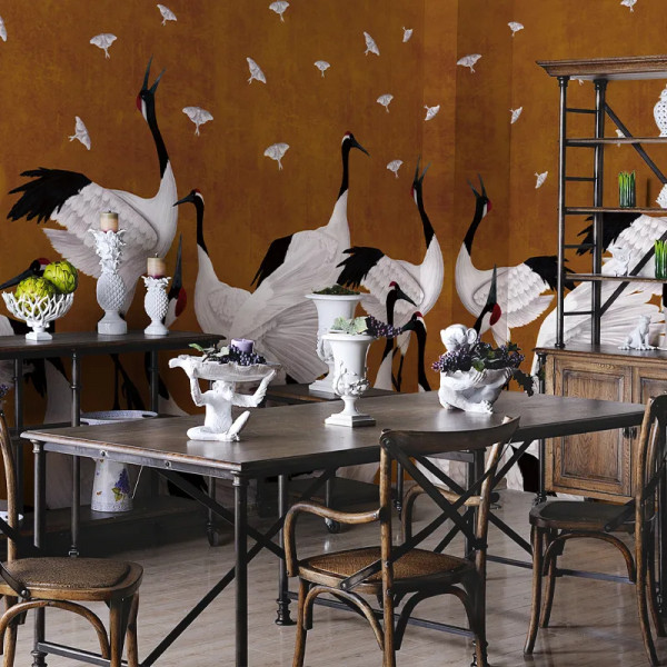 Papier peint Nature Oriental Grus Japonesis in Ochre – VLAdiLA - Img 3