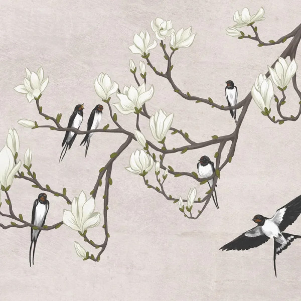 Papier peint Nature Oriental The Land of the Swallows black – VLAdiLA - Img 2