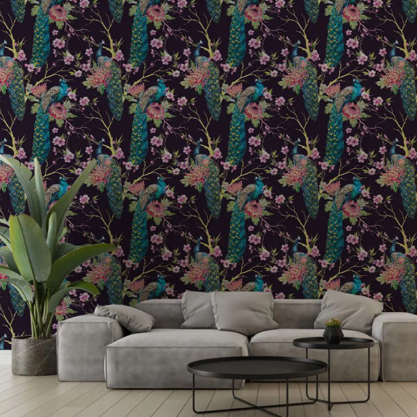 Dark Purple Pea Fowl Тапет
