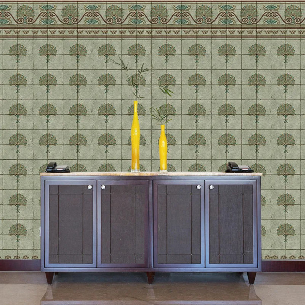 Green Tiles Art Nouveau Тапет