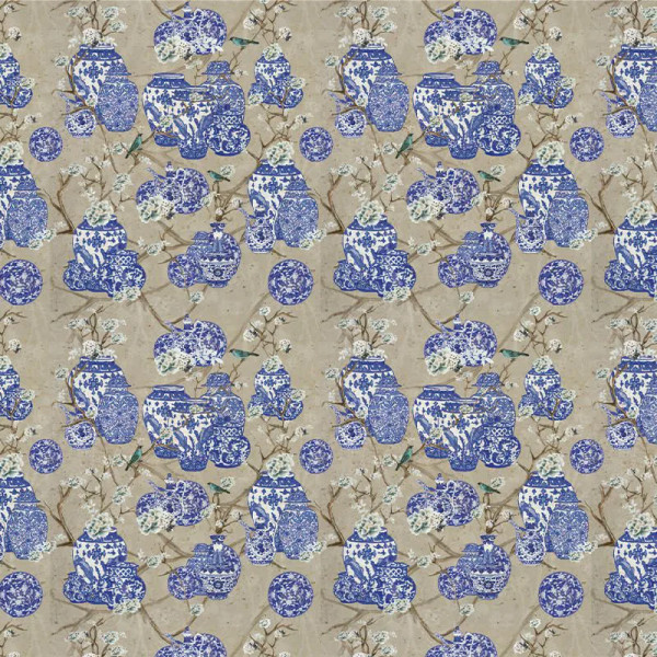 Hydrangea and Ginger Tea Party Cream Behang - Img 2