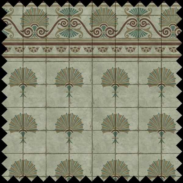 Material Textil Green Tiles Art Nouveau - Img 2