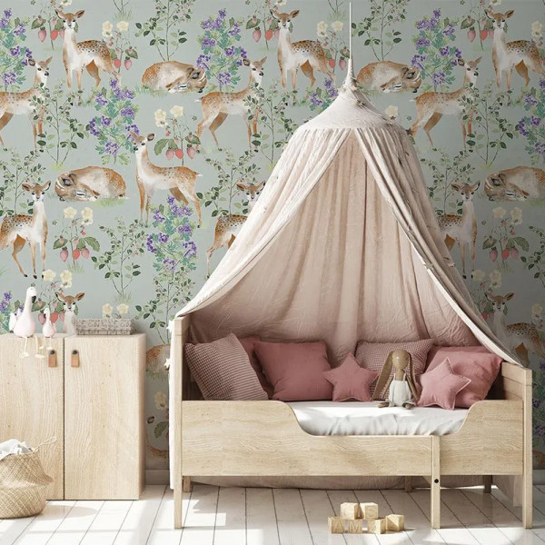 Papier peint Animaux Enfant Anca's Fawn In Green – VLAdiLA - Img 3