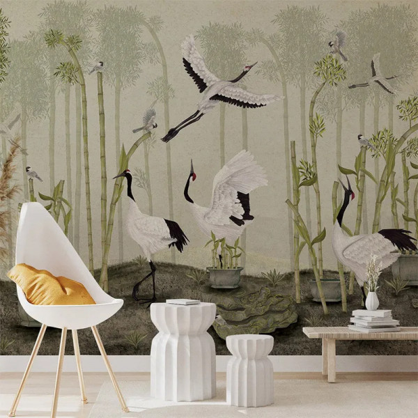 Papier peint Nature Oriental Red Crown Sanctuary in Olive – VLAdiLA - Img 3