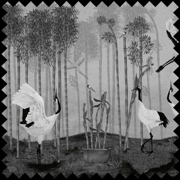 Red Crown Sanctuary in Monochrome Текстилен материал