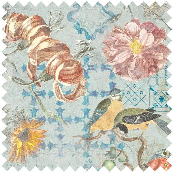 Ceramic Flowers (Blue) Текстилен материал