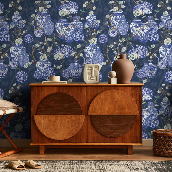 Hydrangea and Ginger Tea Party Blue Тапет - Img 3
