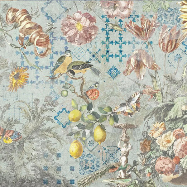 Papier peint Floral Noble Ceramic Flowers (Blue) – VLAdiLA - Img 2
