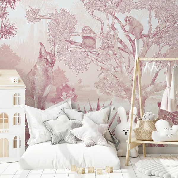 Papier peint Forêt Nature Sleepy Meadow in Pink – VLAdiLA - Img 3
