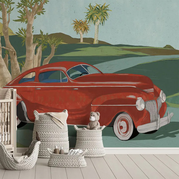 Papier peint Nature Vintage Retro cars (red) – VLAdiLA - Img 2