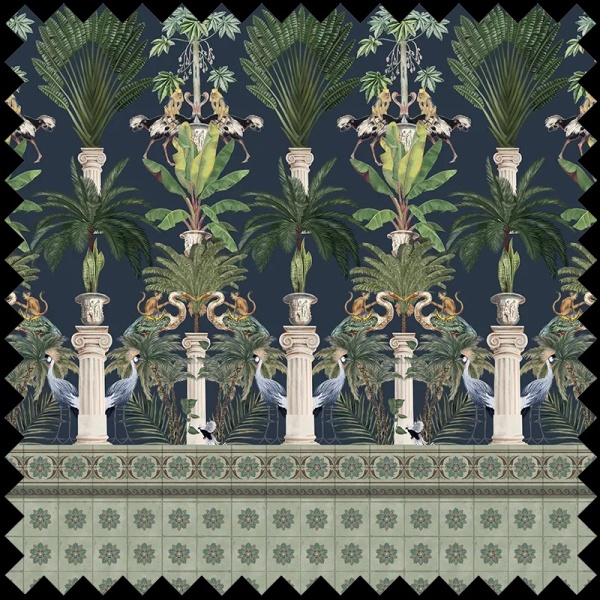 Tropical columns (dark) Fabric - Img 2