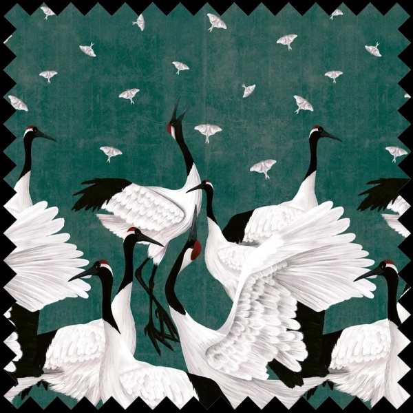 Material Textil Grus Japonesis in Green - Img 2
