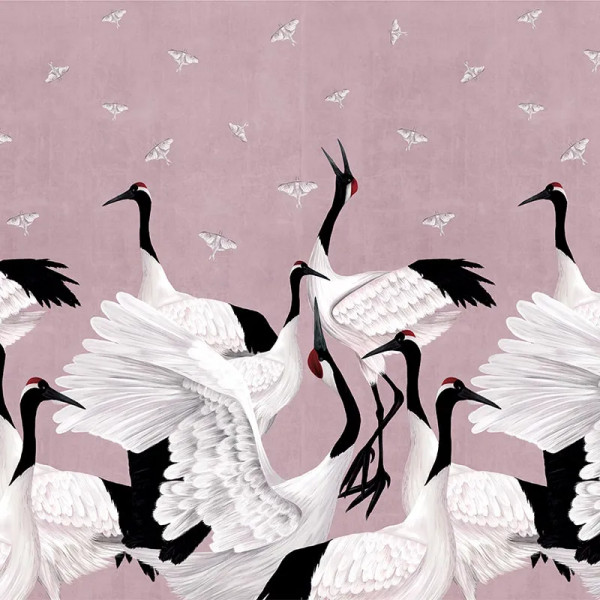 Papier peint Nature Oriental Grus Japonesis in Pink – VLAdiLA - Img 2