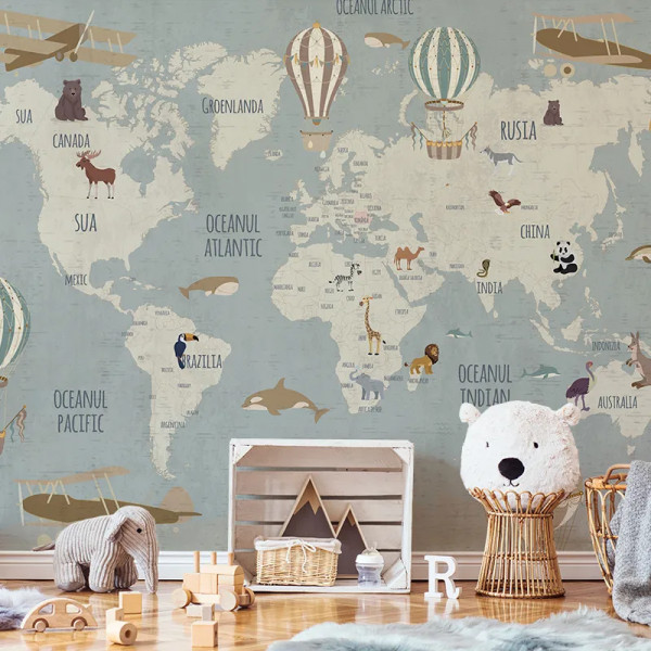 Papier peint Nature Vintage Vintage travel map – VLAdiLA - Img 2