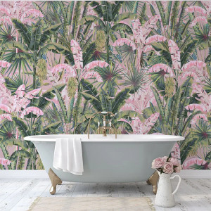 Blush Groove in pink jungle Papel pintado