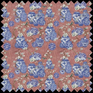 Hydrangea and Ginger Tea Party Pink Fabric