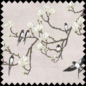 The Land of the Swallows black Fabric
