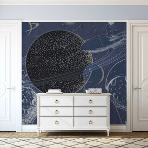 The Outer Space Blue Carta da parati