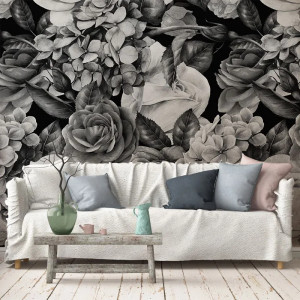 Bw Flowers Papier Peint