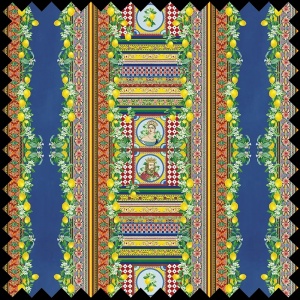 Crown's Orchard in Blue Fabric