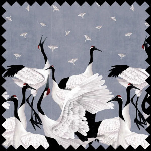 Grus Japonesis in Blue Текстилен материал - Img 1