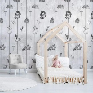 Papier peint Forêt Nature Gray bunnies – VLAdiLA