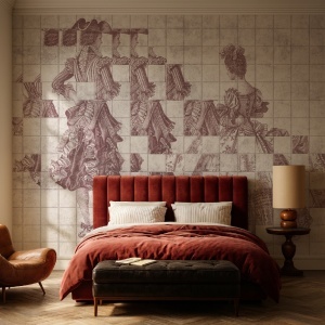 Papier peint panoramique Moderne Floral Decadent Fragments rose – VLAdiLA