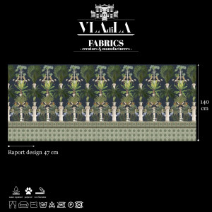 Tropical Columns Dark Fabric - Img 2