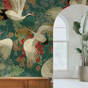 Uchikake (green) Carta da parati