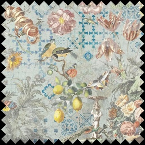 Ceramic Flowers (Blue) Fabric