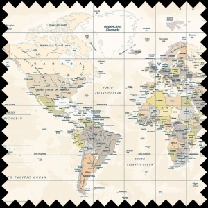 Classic map Fabric