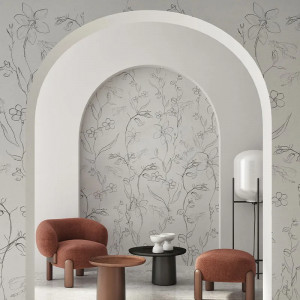 Fine Intaglio White Paper Carta da parati