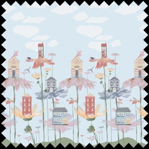 Flower houses Fabric