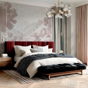 Papier peint panoramique Baroque Floral Ancestral Whispers rose – VLAdiLA