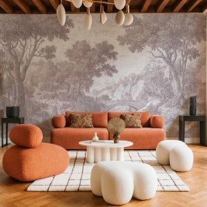 Papier peint panoramique Baroque Floral Memory bridge rose – VLAdiLA