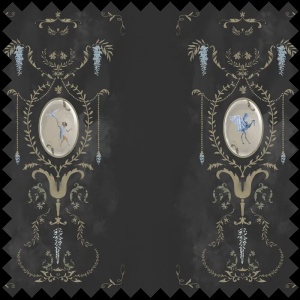 Royal Animals Black Fabric