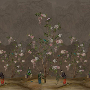 Scenes from life (brown) Papel pintado