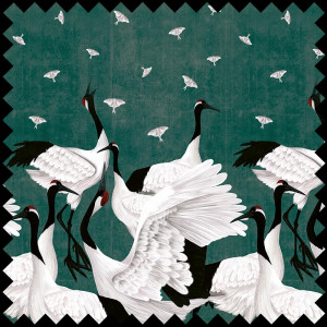 Ткань Grus Japonesis in Green - Img 1